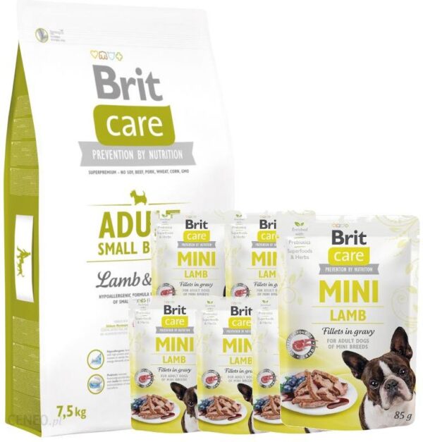Brit Care Adult Small Breed Lamb&Rice 3Kg + Brit Care Mini Lamb 10X85G