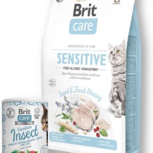 Brit Care Cat Grain-Free Sensitive Allergy Management Insect 7kg + Przysmaki Brit Care