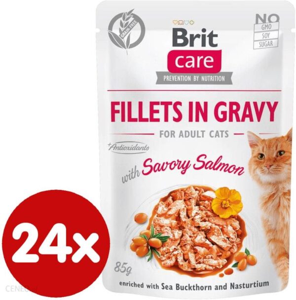 Brit Care Cat Pouches Fillets In Gravy With Savory Salmon 24X85G