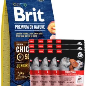 Brit Premium By Nature Adult M 15kg + PetRepublic JUNIOR 12x100g