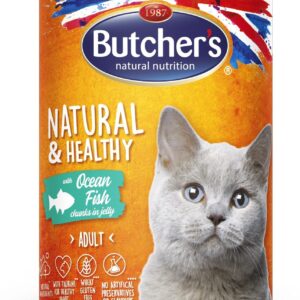 Butcher's Natural&Healthy Cat z rybą morską kawałki w galarecie 24x400g