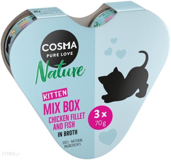 Cosma Nature Kitten W Kształcie Serca Mix 3X70G