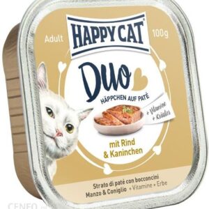 Happy Cat Duo pasztet z kąskami Wołowina i królik 24x100G
