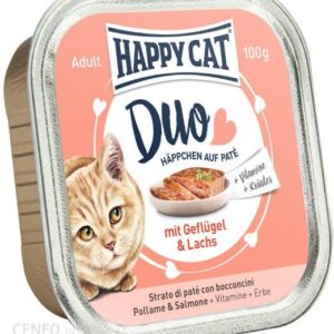 Happy Cat Duo pasztet z mięsnymi kąskami Drób i łosoś 24x100G