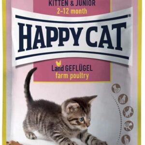 Happy Cat Kitten Junior Land Geflügel Drób W Sosie 85G