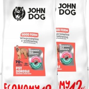 John Dog Good Form Średnie I Duże Rasy Wieprzowina Z Wołowiną 2X12Kg