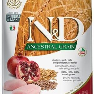 N&D Ancestral Grain Chicken & Pomegranate Adult Medium Maxi Kurczak Granat 15Kg