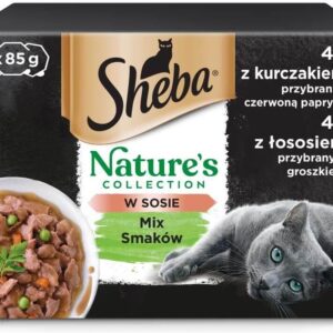 Sheba Tacka Nature'S Collection Mix Smaków Mokra Karma Dla Dorosłych Kotów W Sosie Z Kurczakiem Przybranym Czerwoną Papryką Łososiem 8X85G