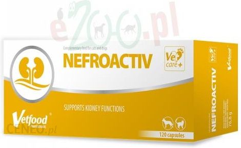 Vetfood Nefroactiv 120kaps Psy Koty Wiązanie Fosforu Niewydolność Nerki