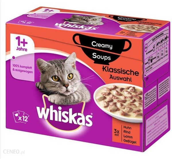 Whiskas Adult 1+ Creamy Soups Klasyczny Mix 12X85G