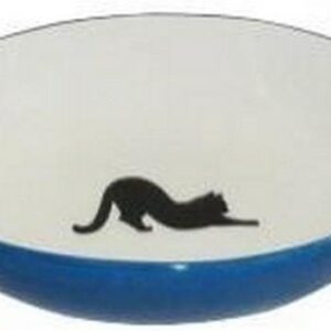 Yarro Miska Ceramiczna Owalna Czarny Kot Niebieska 15